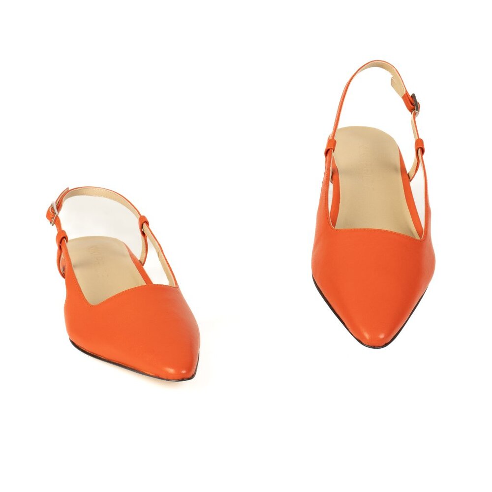 Brand New Orange Leather Slingback Pumps